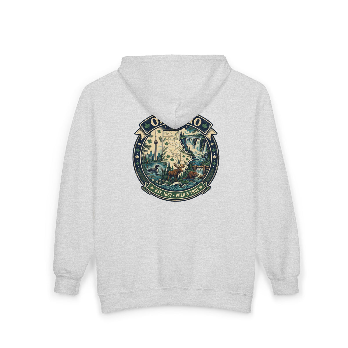 Ontario Vintage Adventure Hoodies — Great Lakes Camping and Wildlife Design
