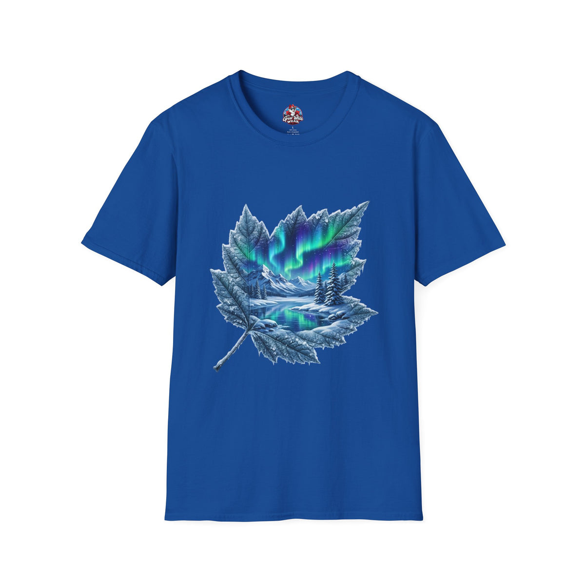Womens Aurora Maple Leaf Tee — Northern Lights Nature T-Shirt
