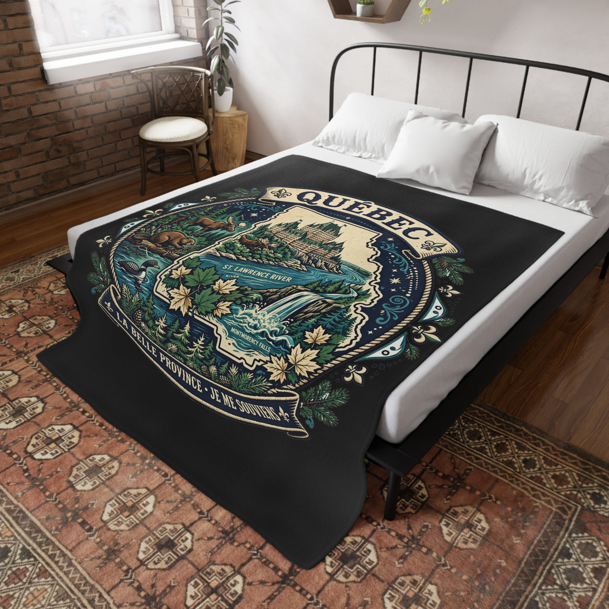 Québec Scenic Plush Fleece Blanket — La Belle Province, Je Me Souviens