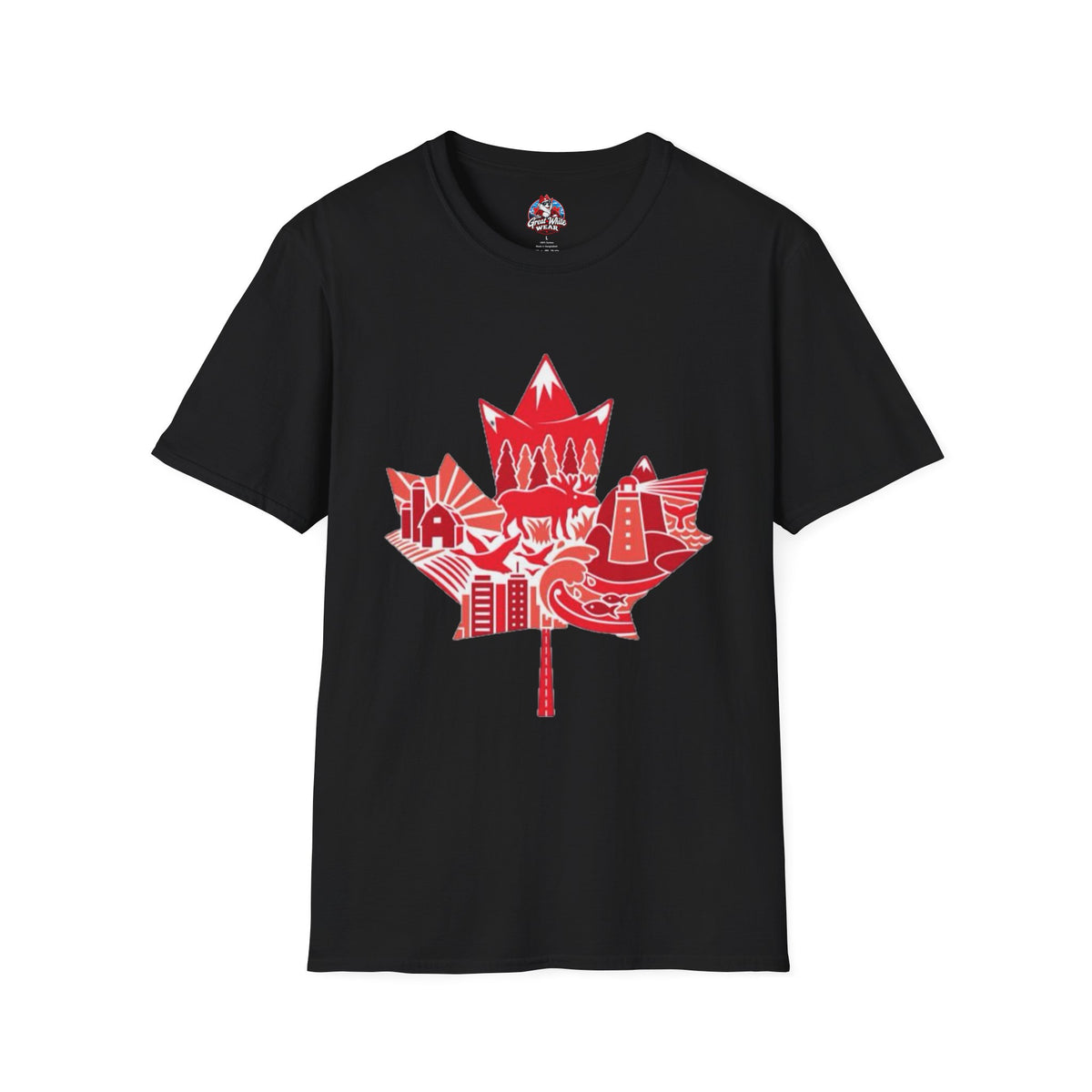 Canada Maple Leaf Skyline T-Shirt — Red Canadian Landmark Graphic Tee