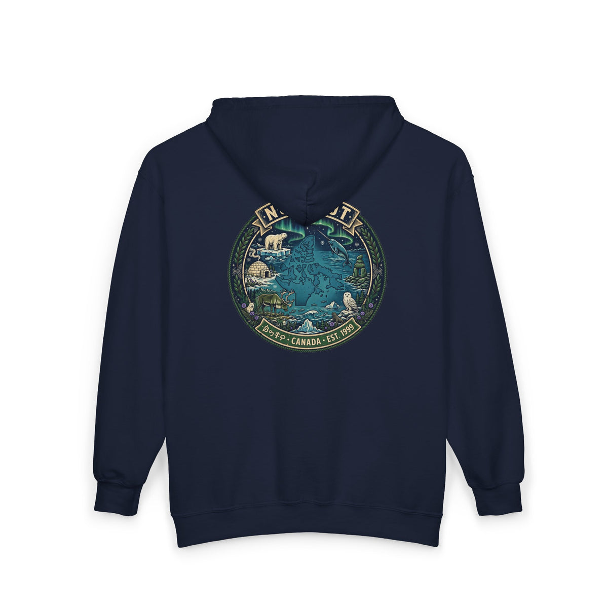 Nunavut Patch Hoodie — Arctic Wildlife and Map Graphic Hoodie