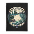 New Brunswick Map Plush Fleece Blanket — Bay of Fundy Lighthouse and Tidal Coast Throw