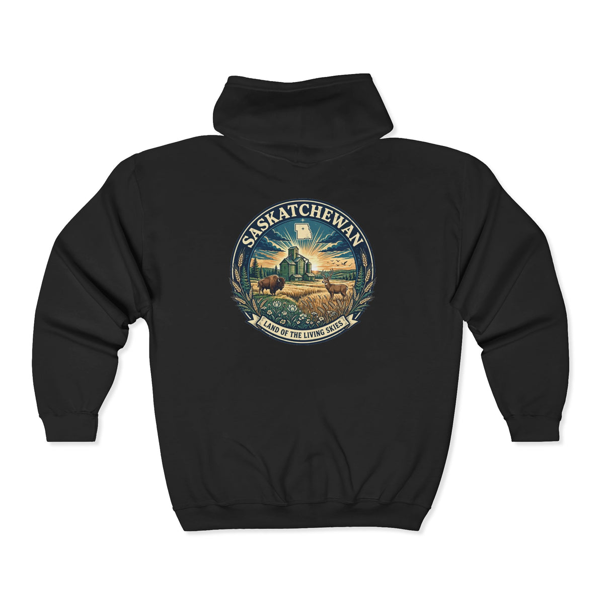 Saskatchewan Vintage Shield Hoodie — Land of the Living Skies