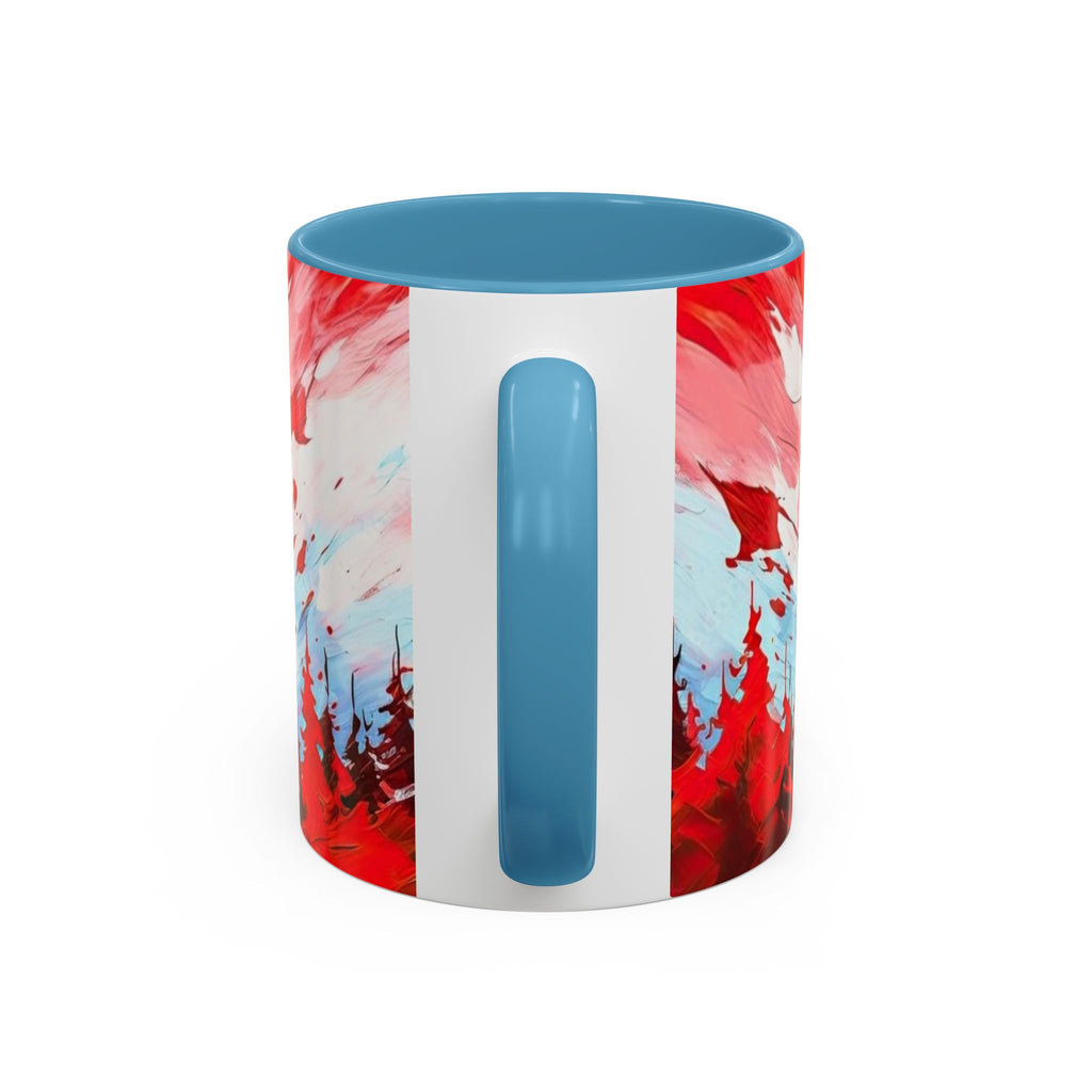 Canadian Maple Leaf Coffee Mug — Red Watercolor Canada Flag Accent Mug (11/15 oz)