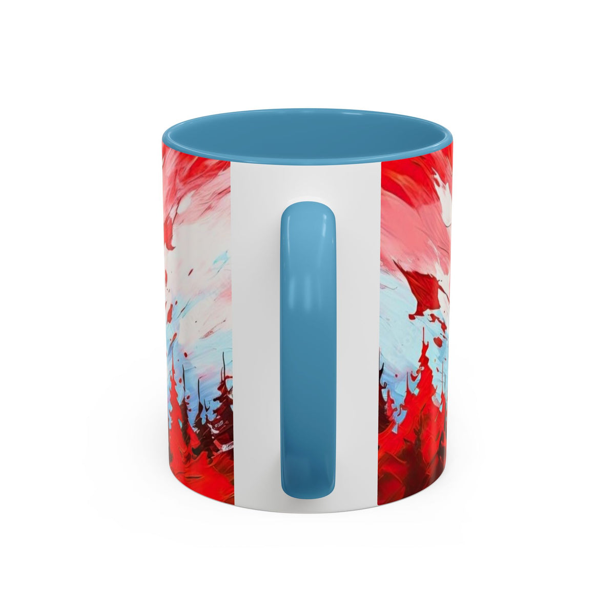 Canadian Maple Leaf Coffee Mug — Red Watercolor Canada Flag Accent Mug (11/15 oz)