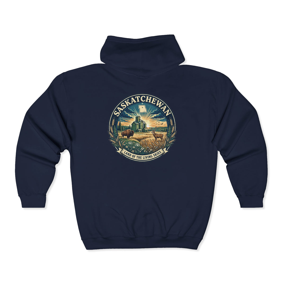 Saskatchewan Vintage Shield Hoodie — Land of the Living Skies