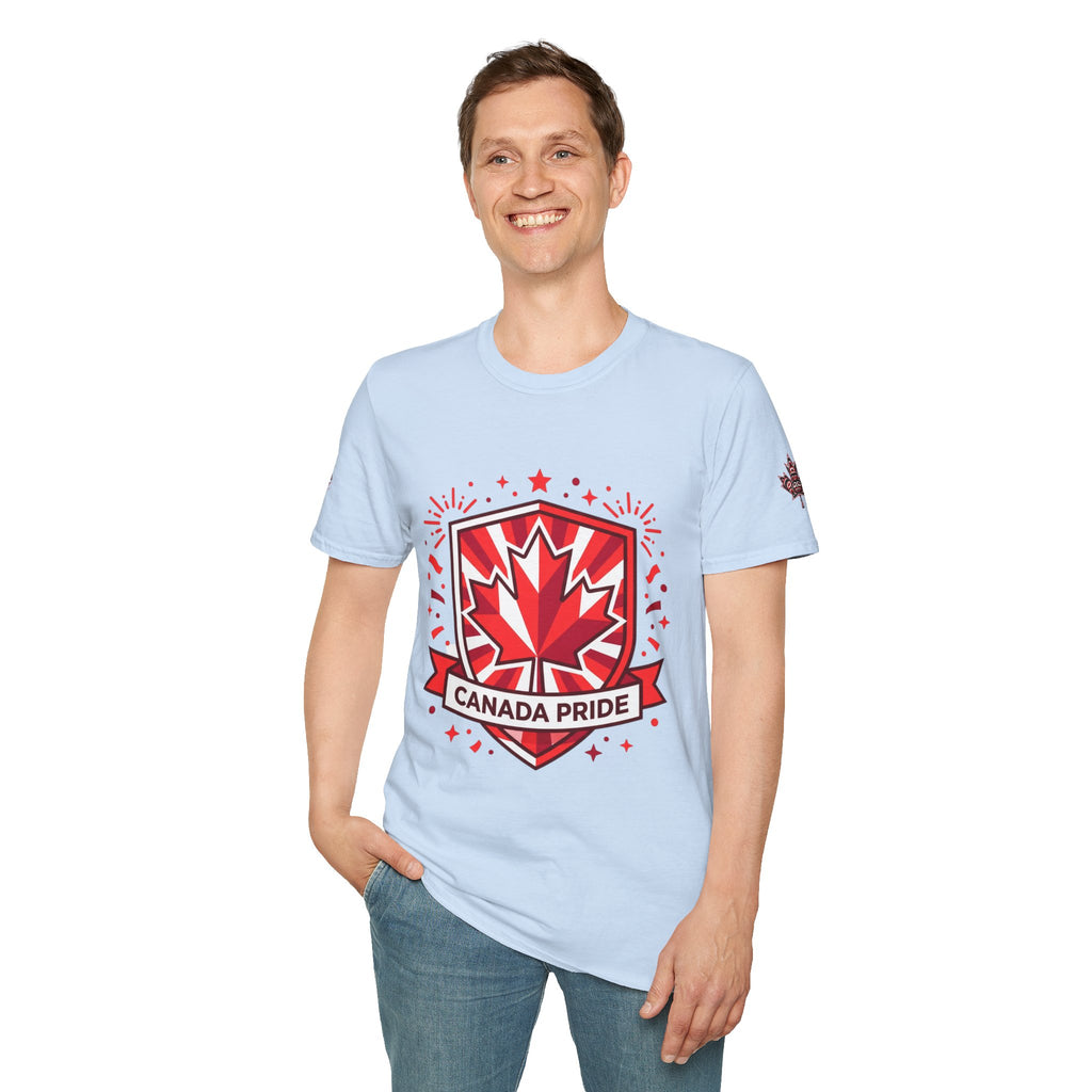 Mens Canada Pride T-Shirt — Red Maple Shield Design