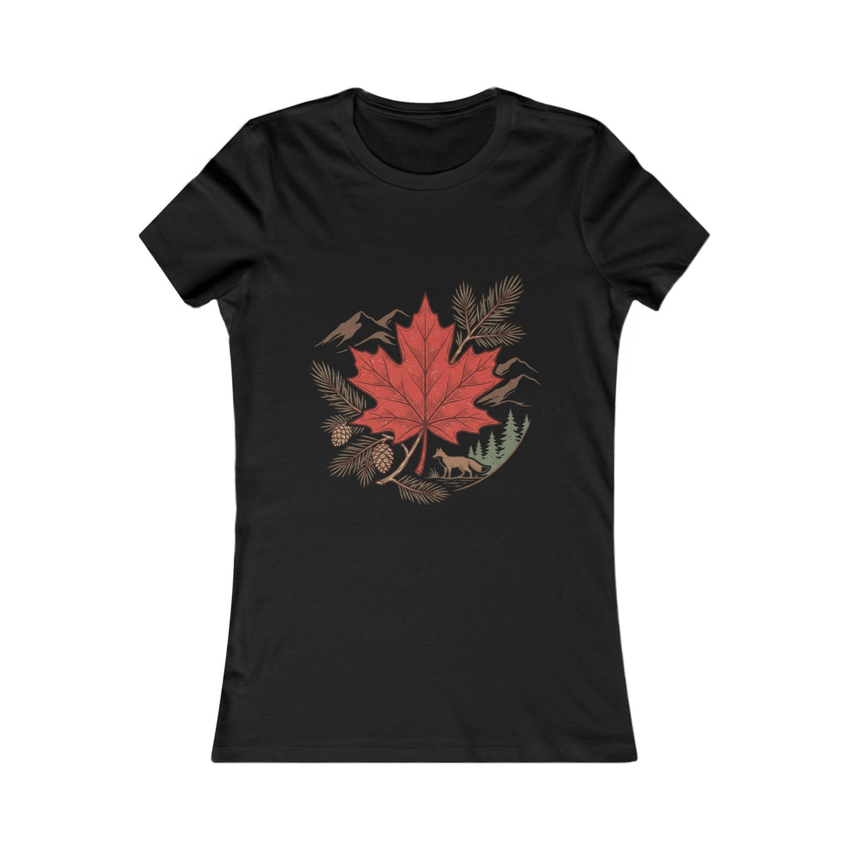 Women's Maple Leaf Nature Tee — Red Leaf Mountain Graphic Shirt