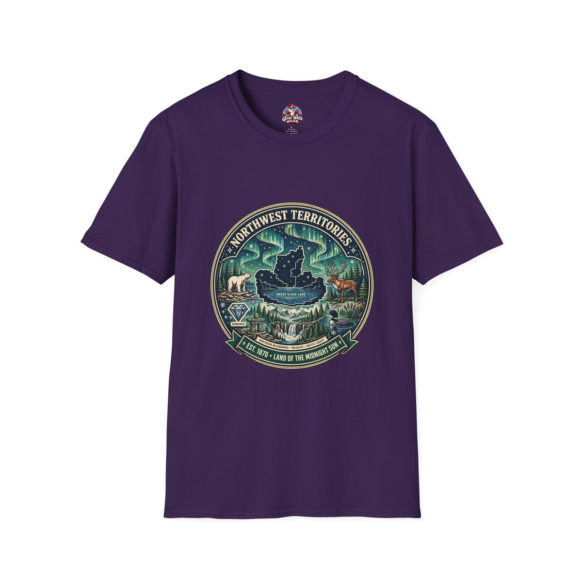 Northwest Territories Scenic T-Shirt — Aurora, Moose and Wilderness Badge