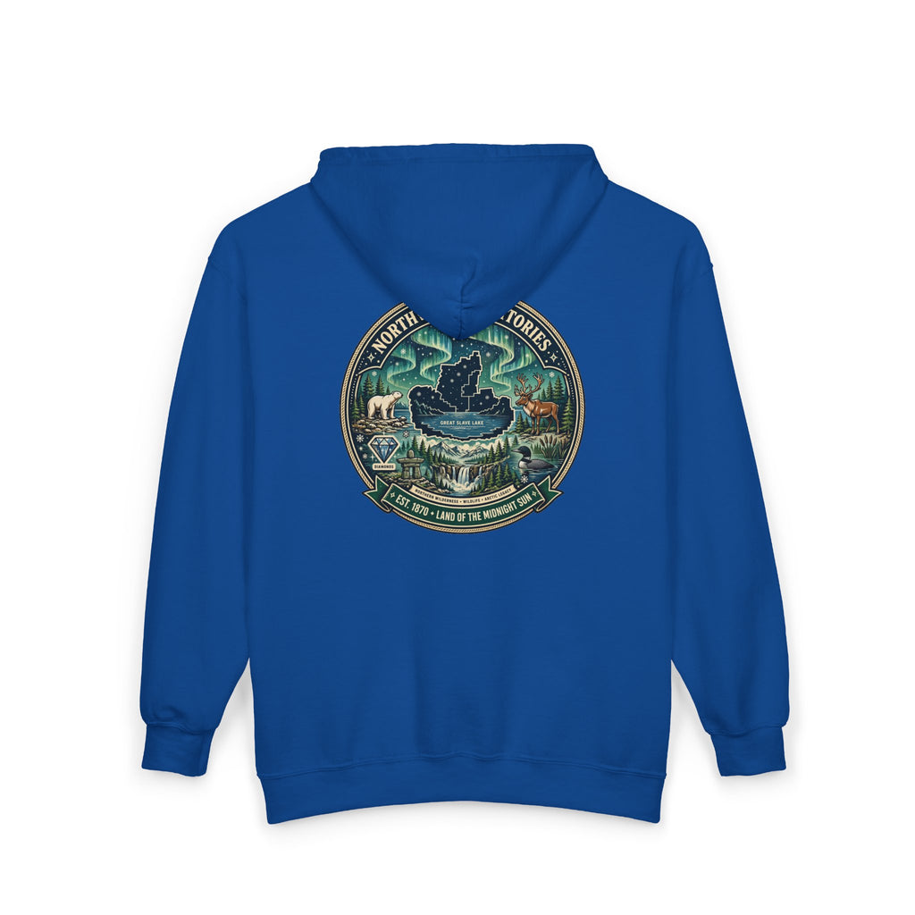 Northwest Territories Scenic Hoodie — Aurora, Moose and Wilderness Badge