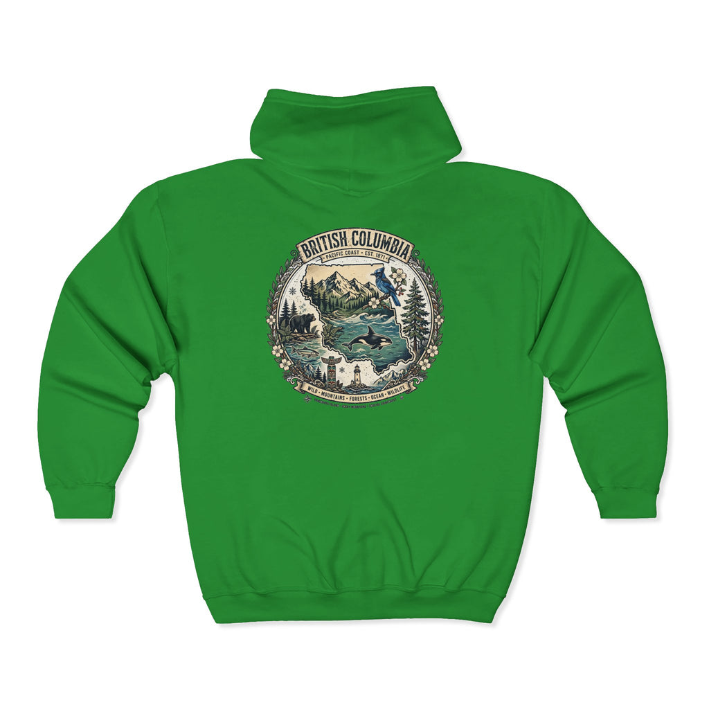 British Columbia Nature Hoodie — Scenic Mountains and Orca