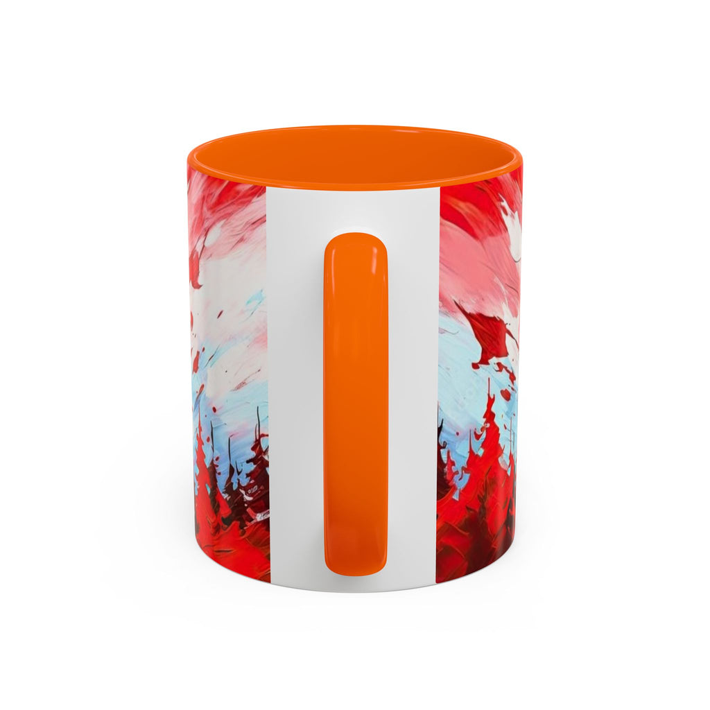 Canadian Maple Leaf Coffee Mug — Red Watercolor Canada Flag Accent Mug (11/15 oz)