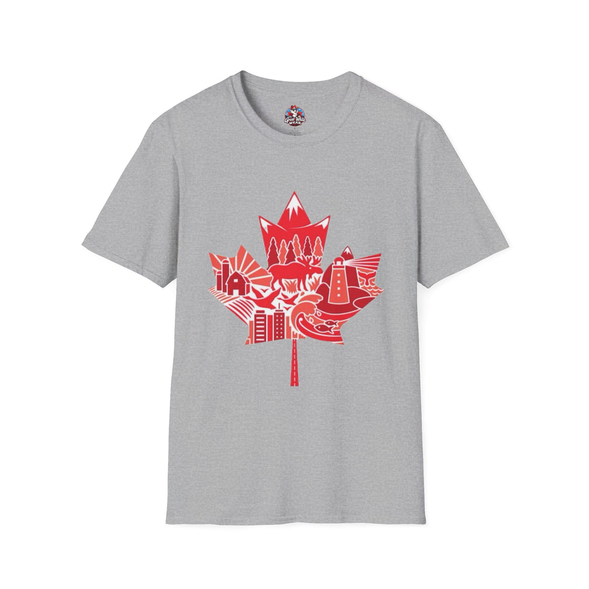 Canada Maple Leaf Skyline T-Shirt — Red Canadian Landmark Graphic Tee