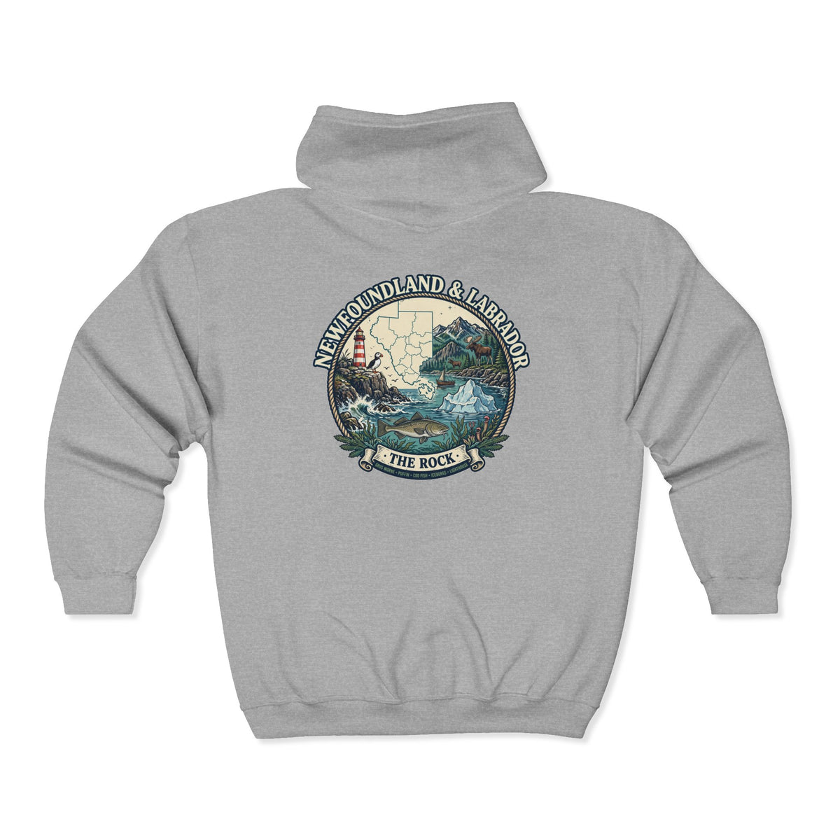 Newfoundland and Labrador 'The Rock' Graphic Hoodie — Coastal Lighthouse Travel Hoodie