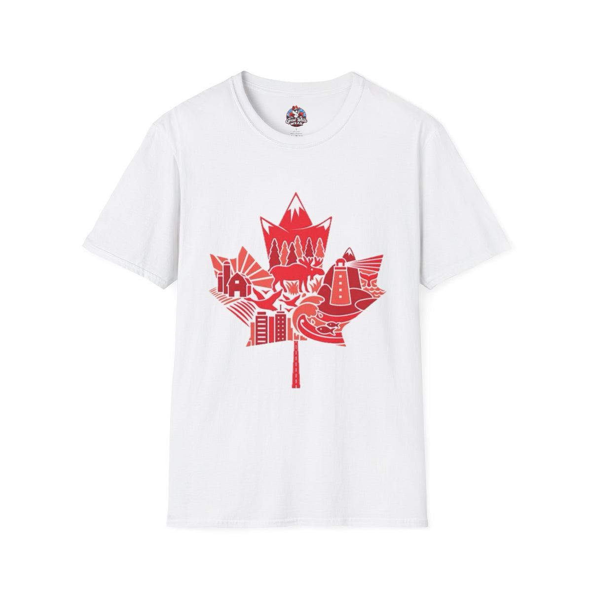 Canada Maple Leaf Skyline T-Shirt — Red Canadian Landmark Graphic Tee