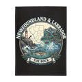 Newfoundland and Labrador 'The Rock' Plush Fleece Blanket – Coastal Map, Lighthouse and Iceberg Design