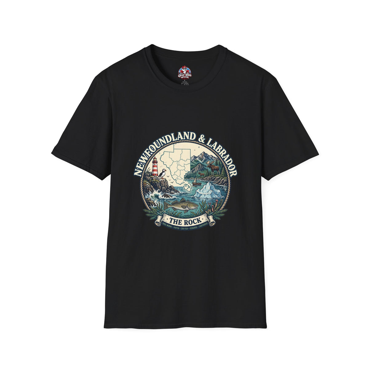 Newfoundland and Labrador 'The Rock' Graphic T-Shirt — Coastal Lighthouse Travel Tee