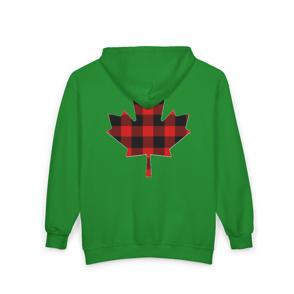 Plaid Maple Leaf Zip Hoodie — Canadian Lumberjack Back Graphic