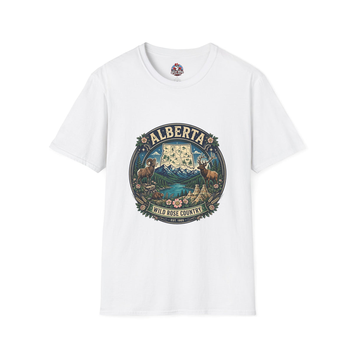 Alberta Vintage Nature T-Shirt — Wild Rose Country Scenic Tee