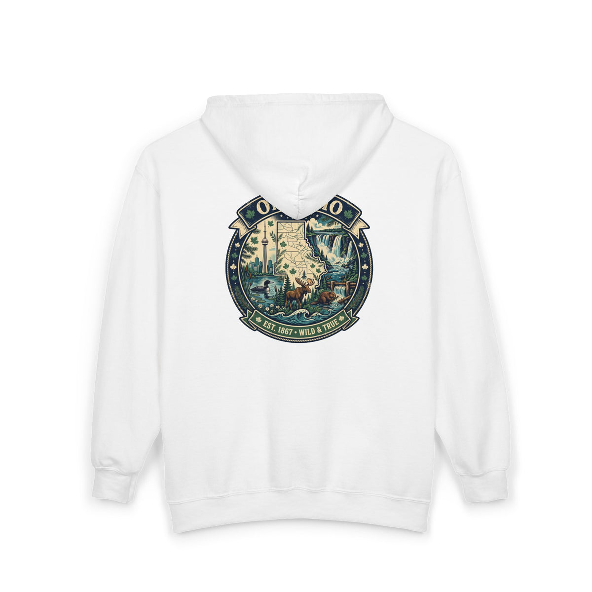 Ontario Vintage Adventure Hoodies — Great Lakes Camping and Wildlife Design