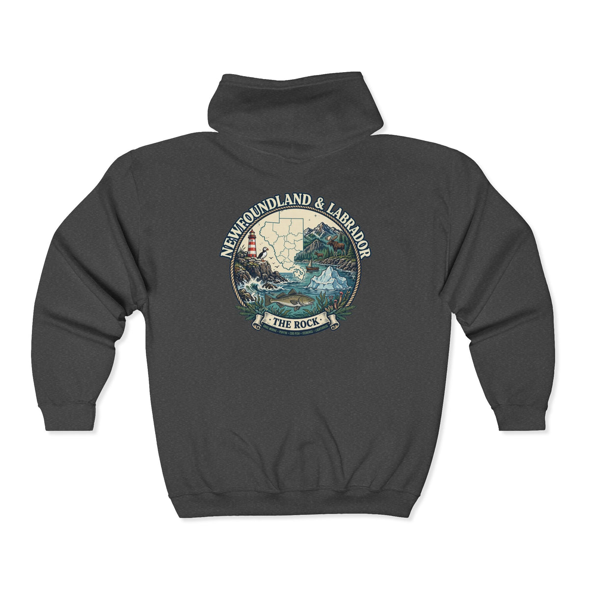 Newfoundland and Labrador 'The Rock' Graphic Hoodie — Coastal Lighthouse Travel Hoodie
