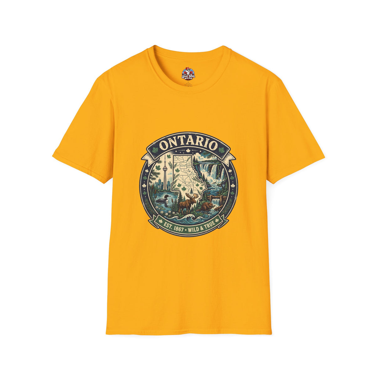 Ontario Vintage Adventure T-Shirt — Great Lakes Camping and Wildlife Design