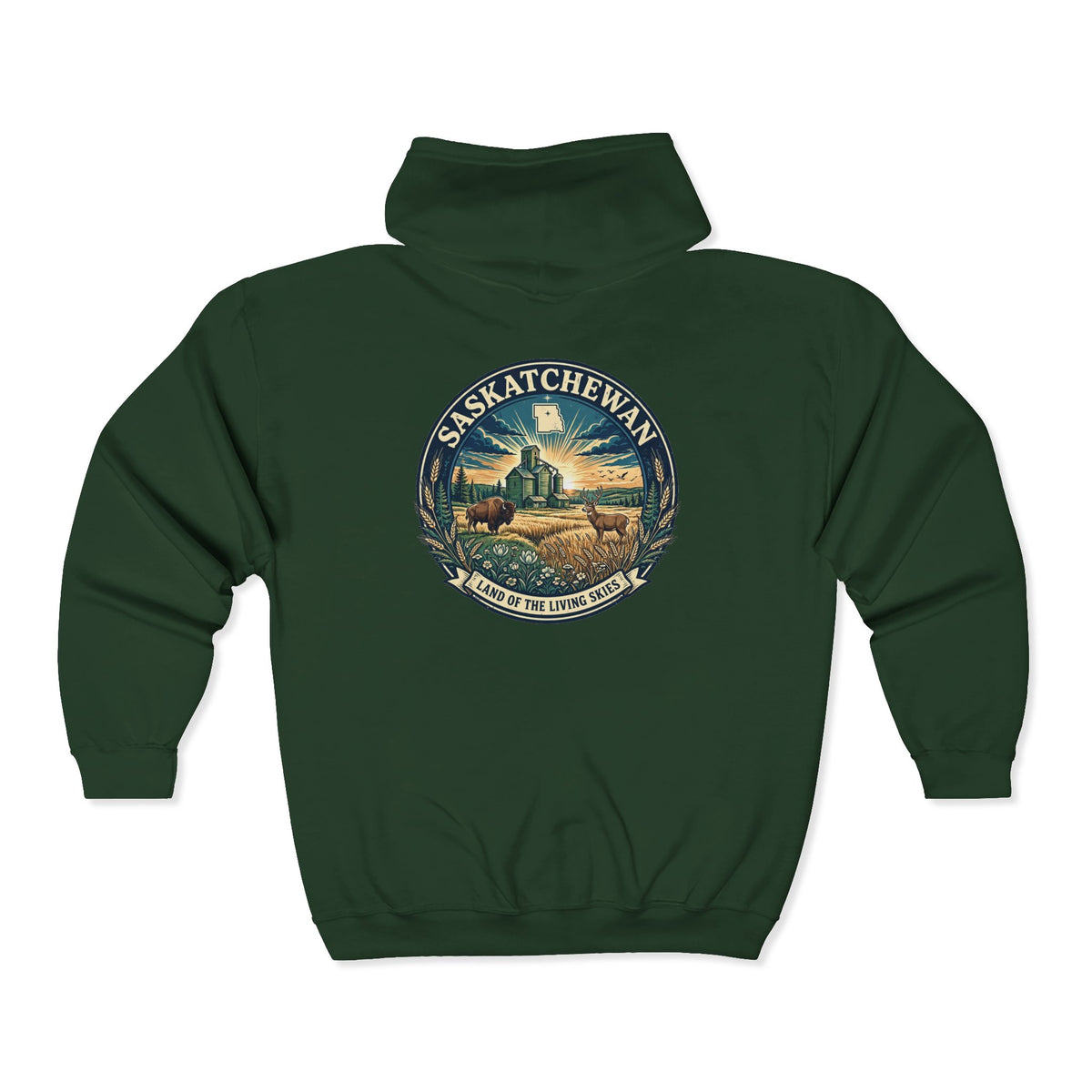 Saskatchewan Vintage Shield Hoodie — Land of the Living Skies