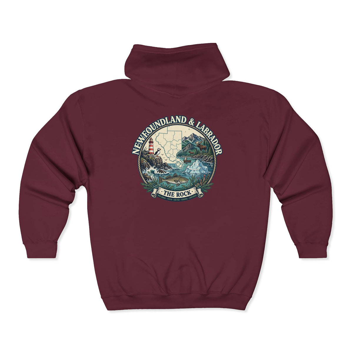 Newfoundland and Labrador 'The Rock' Graphic Hoodie — Coastal Lighthouse Travel Hoodie