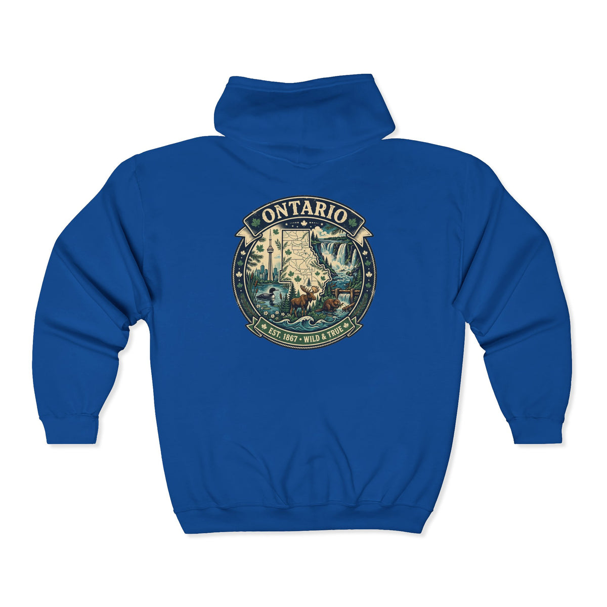 Ontario Vintage Adventure Hoodies — Great Lakes Camping and Wildlife Design