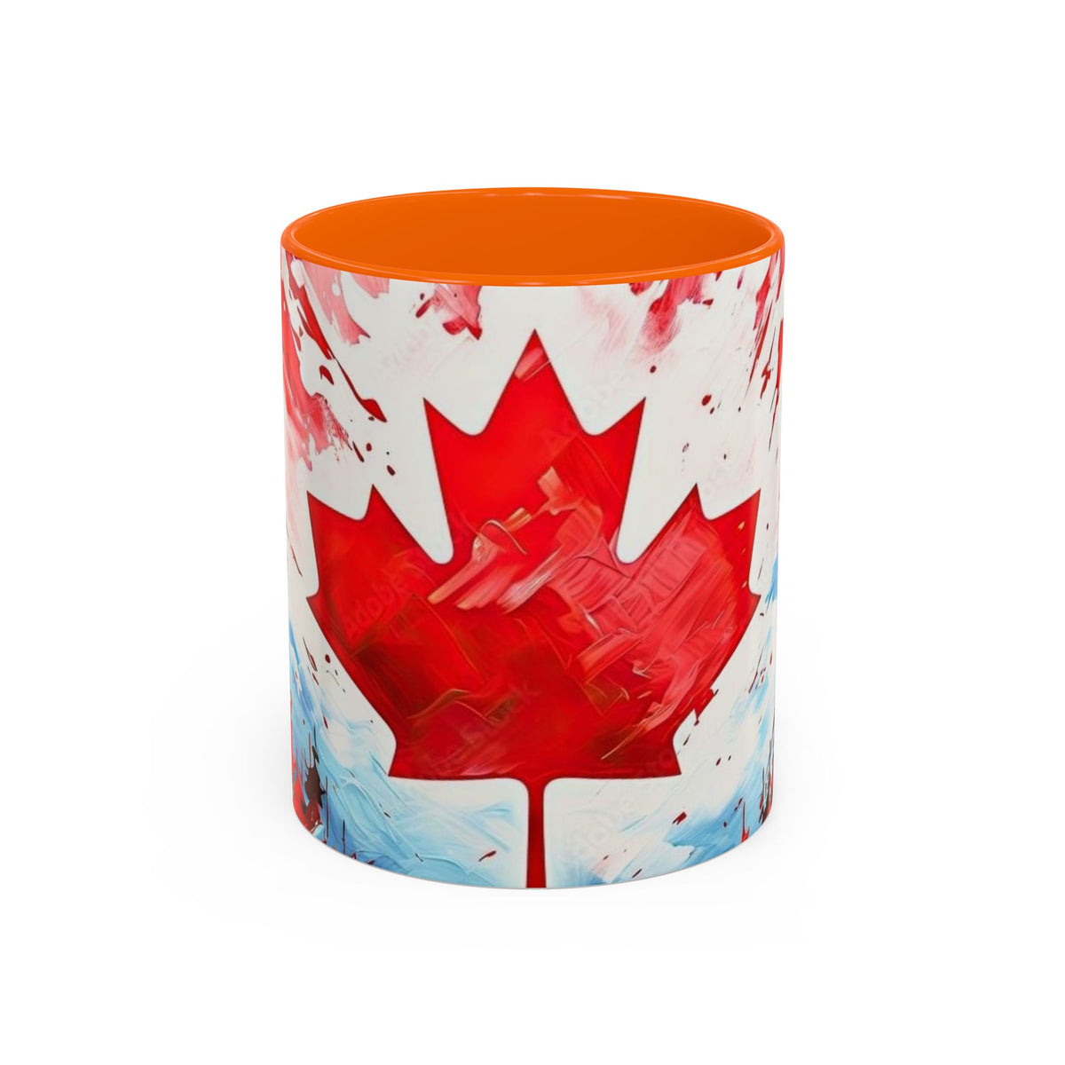 Canadian Maple Leaf Coffee Mug — Red Watercolor Canada Flag Accent Mug (11/15 oz)