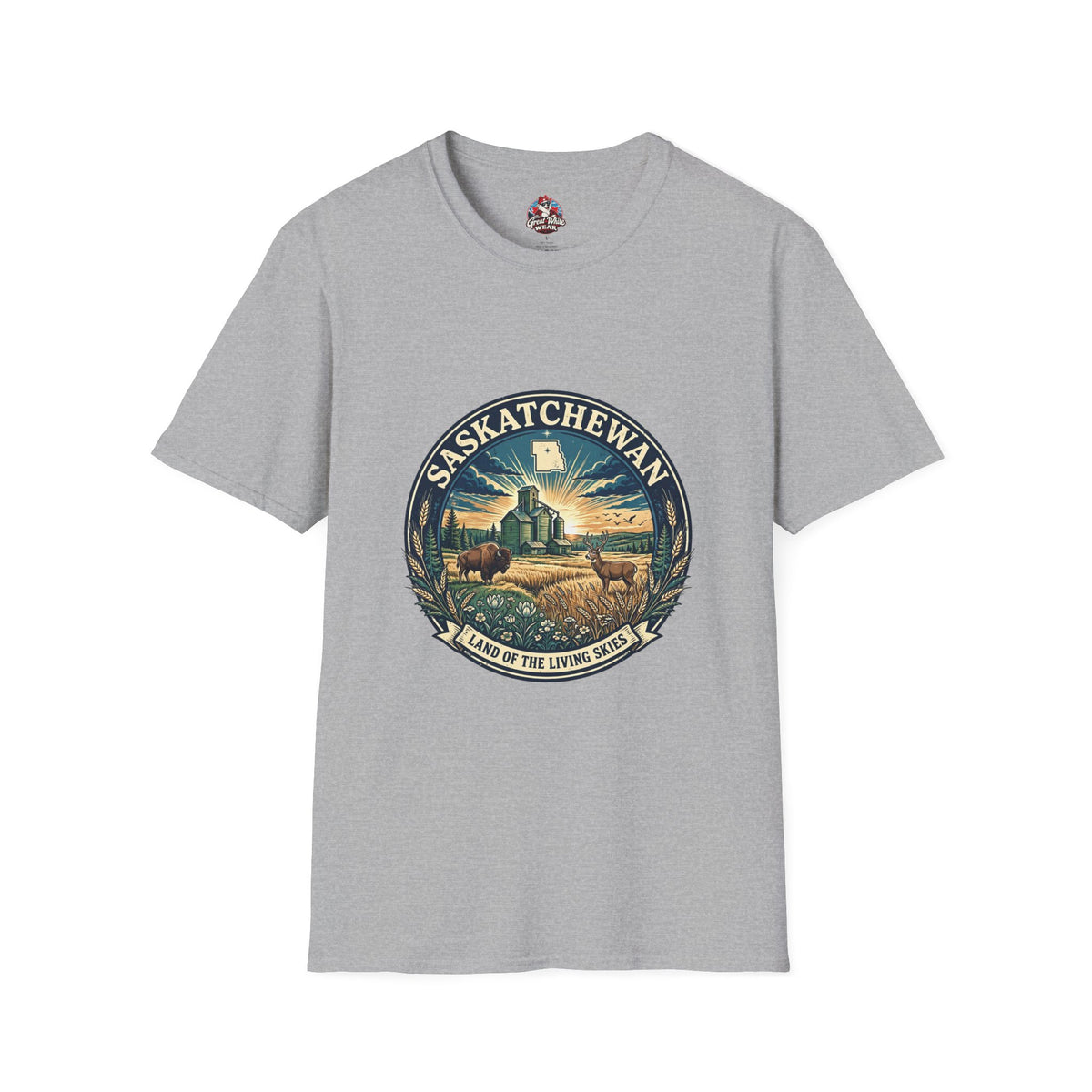 Saskatchewan Vintage Shield T-Shirt — Land of the Living Skies Graphic Tee