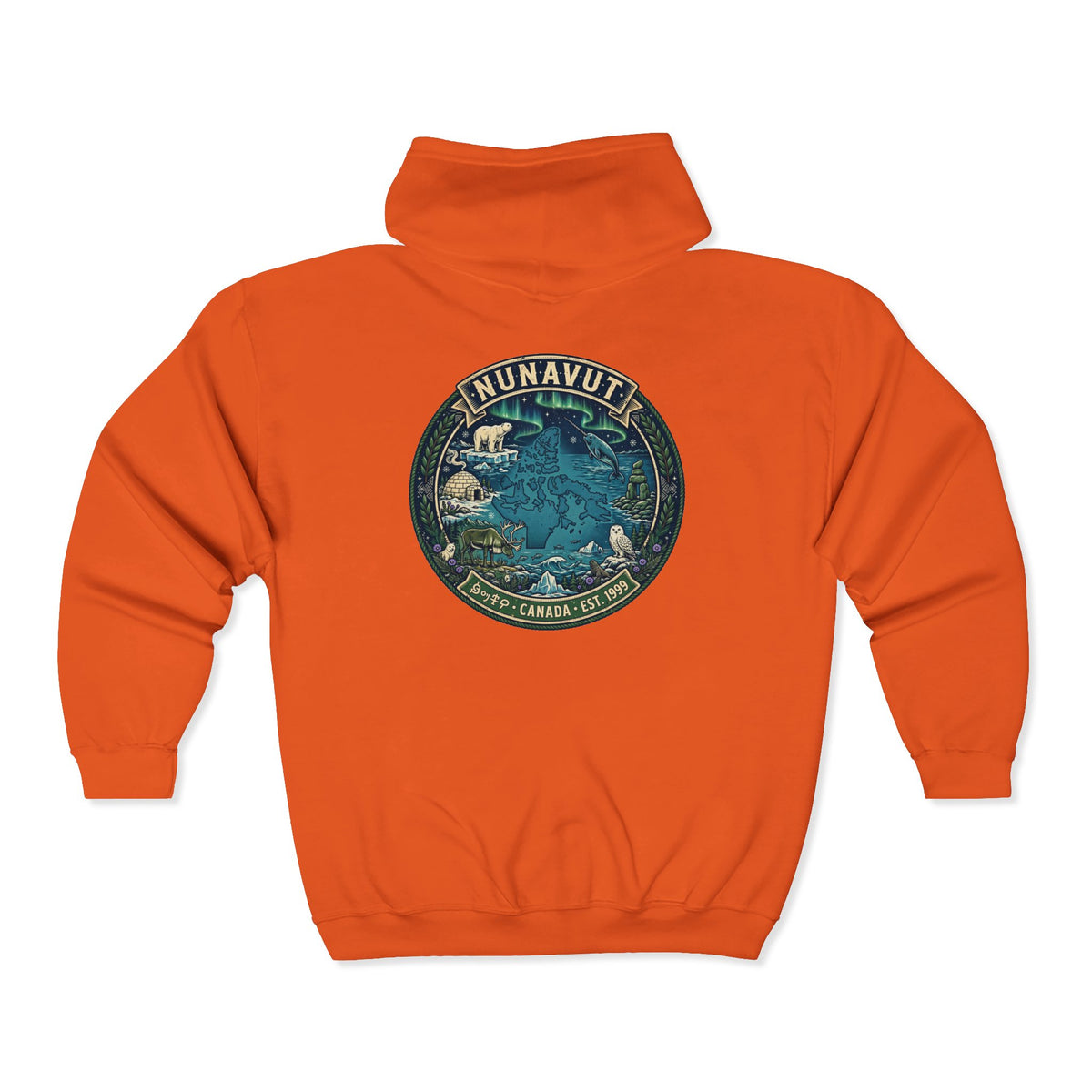 Nunavut Patch Hoodie — Arctic Wildlife and Map Graphic Hoodie