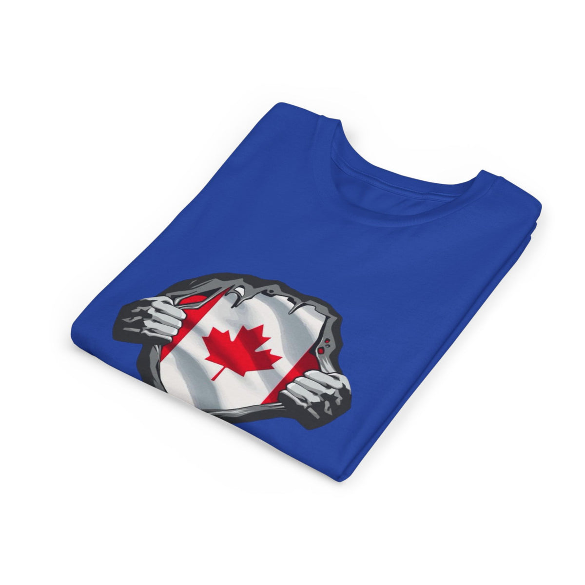 Youth Tee — Ripped Chest Canadian Flag Graphic (Canada Pride)