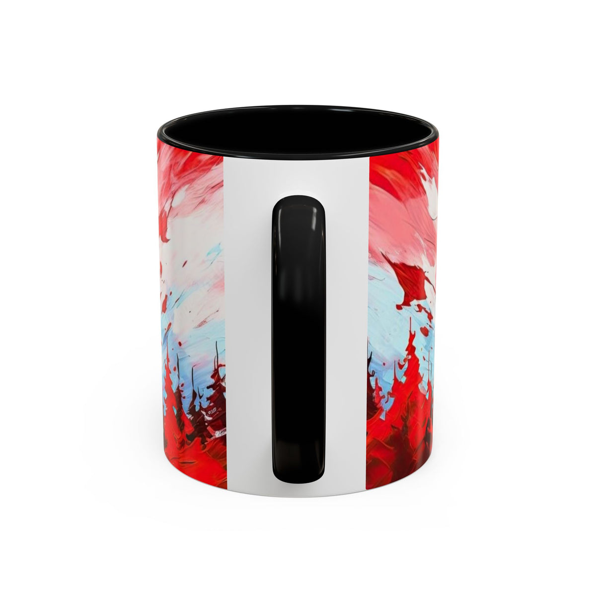 Canadian Maple Leaf Coffee Mug — Red Watercolor Canada Flag Accent Mug (11/15 oz)