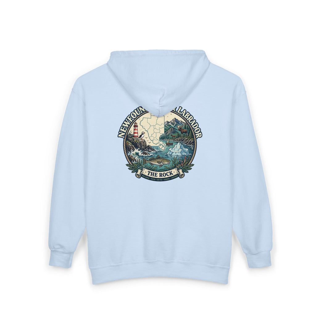 Newfoundland and Labrador 'The Rock' Graphic Hoodie — Coastal Lighthouse Travel Hoodie