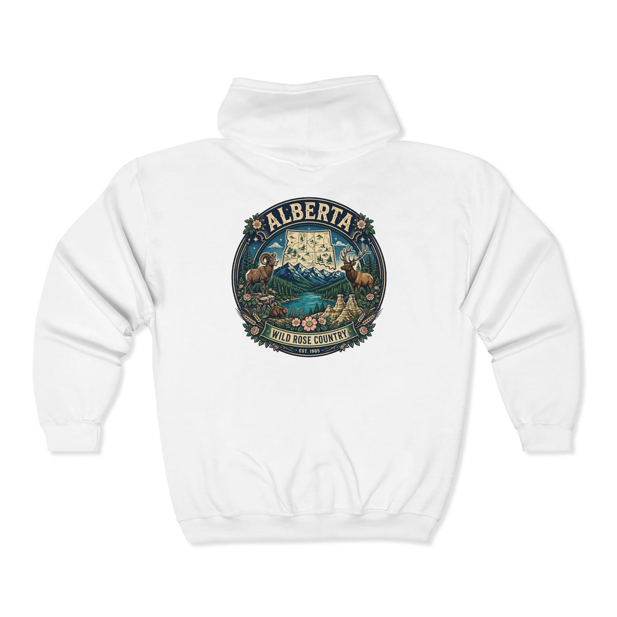 Alberta Vintage Nature Hoodie — Wild Rose Country