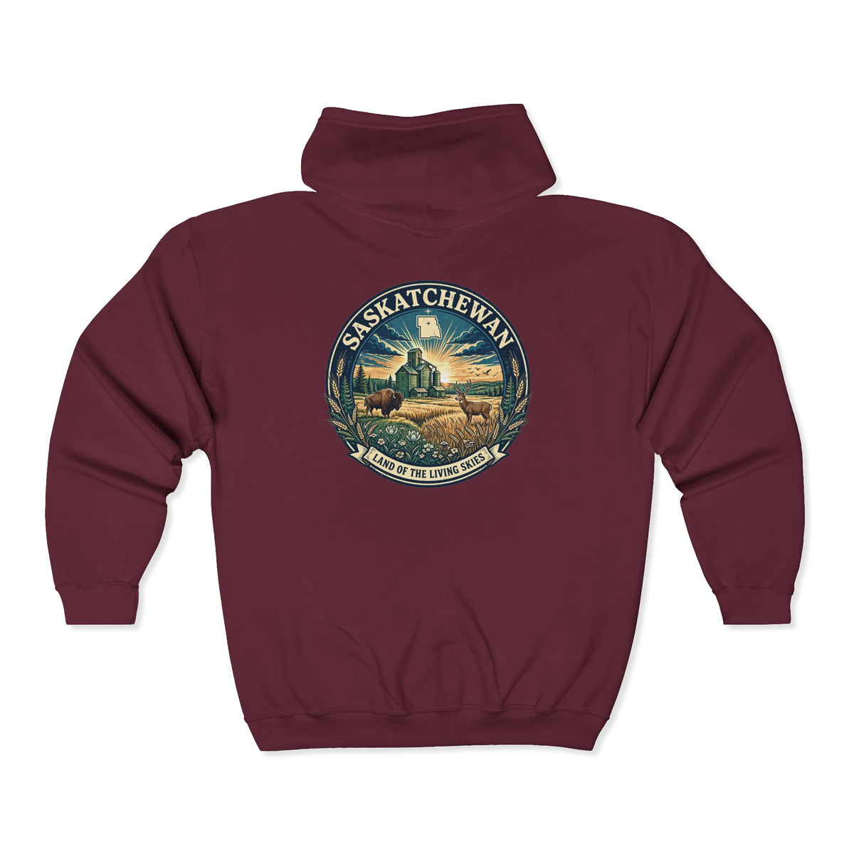 Saskatchewan Vintage Shield Hoodie — Land of the Living Skies