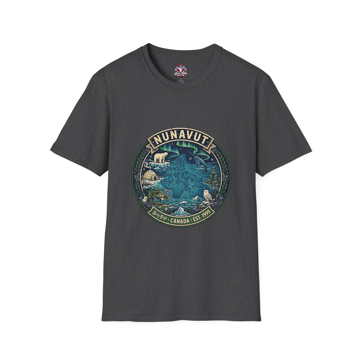 Nunavut Patch T-Shirt — Arctic Wildlife and Map Graphic Tee