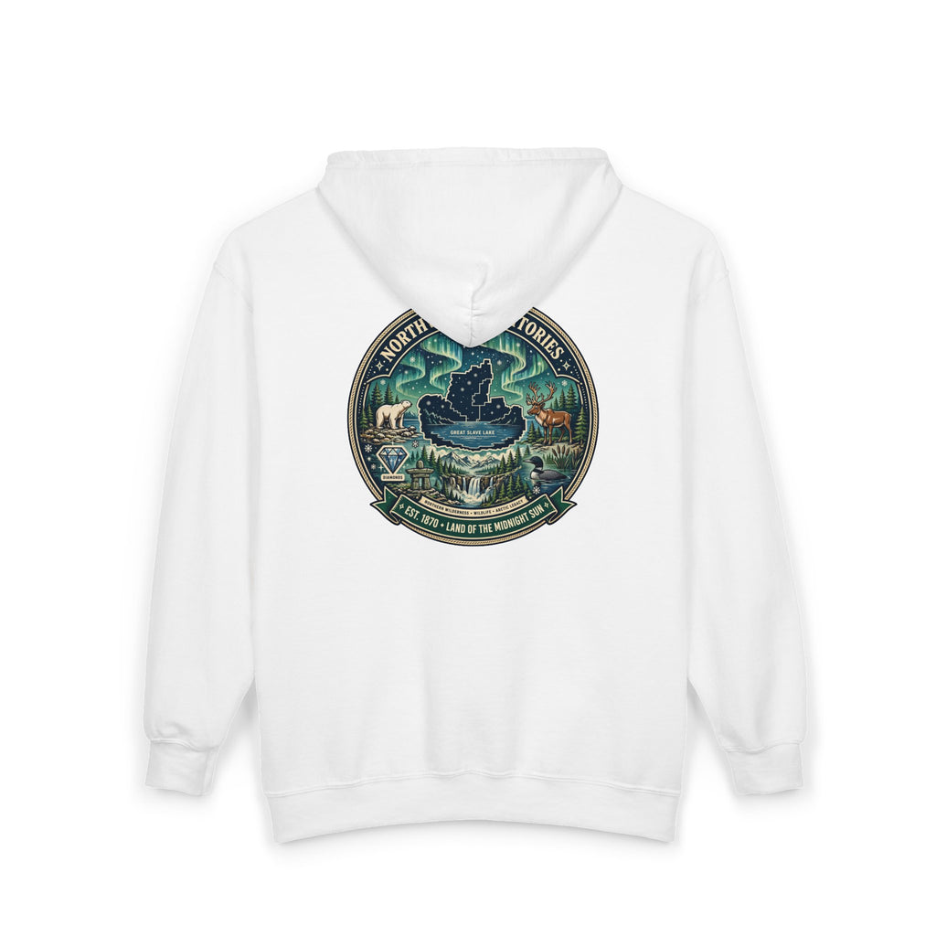 Northwest Territories Scenic Hoodie — Aurora, Moose and Wilderness Badge