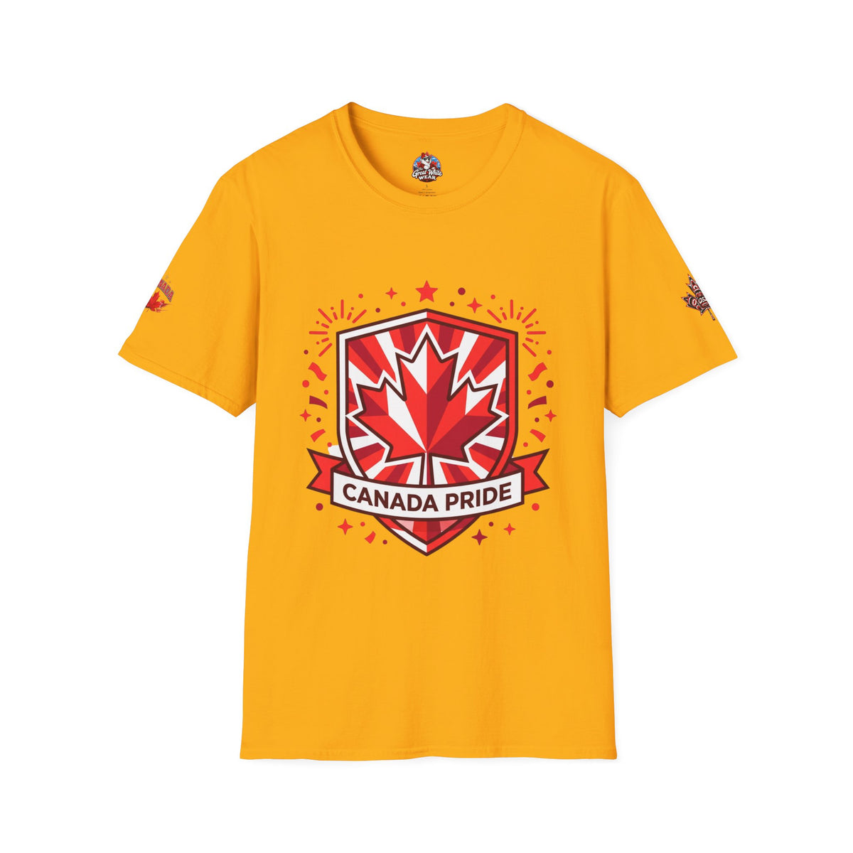 Mens Canada Pride T-Shirt — Red Maple Shield Design