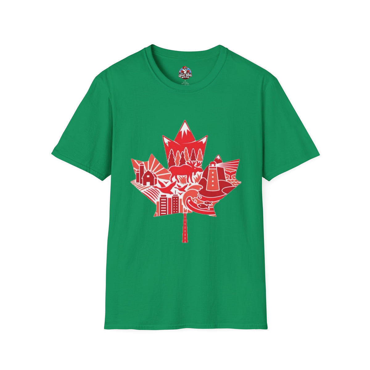 Canada Maple Leaf Skyline T-Shirt — Red Canadian Landmark Graphic Tee