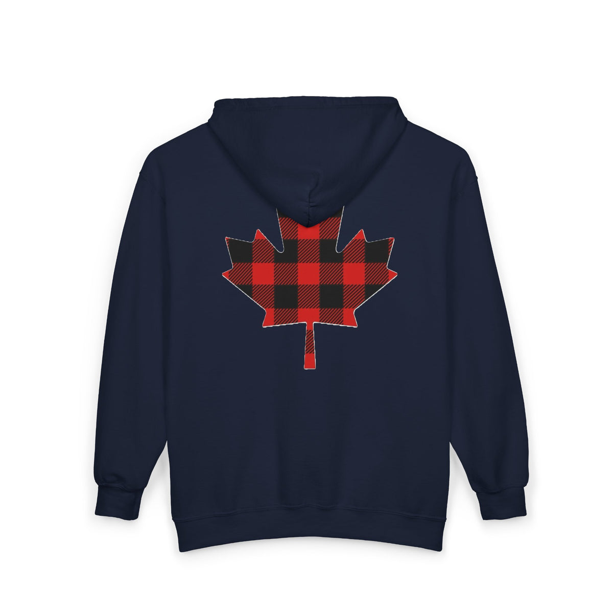 Plaid Maple Leaf Zip Hoodie — Canadian Lumberjack Back Graphic