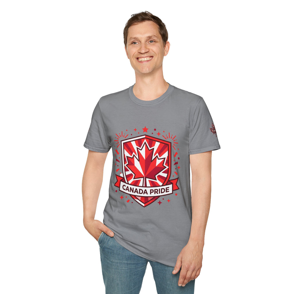 Mens Canada Pride T-Shirt — Red Maple Shield Design