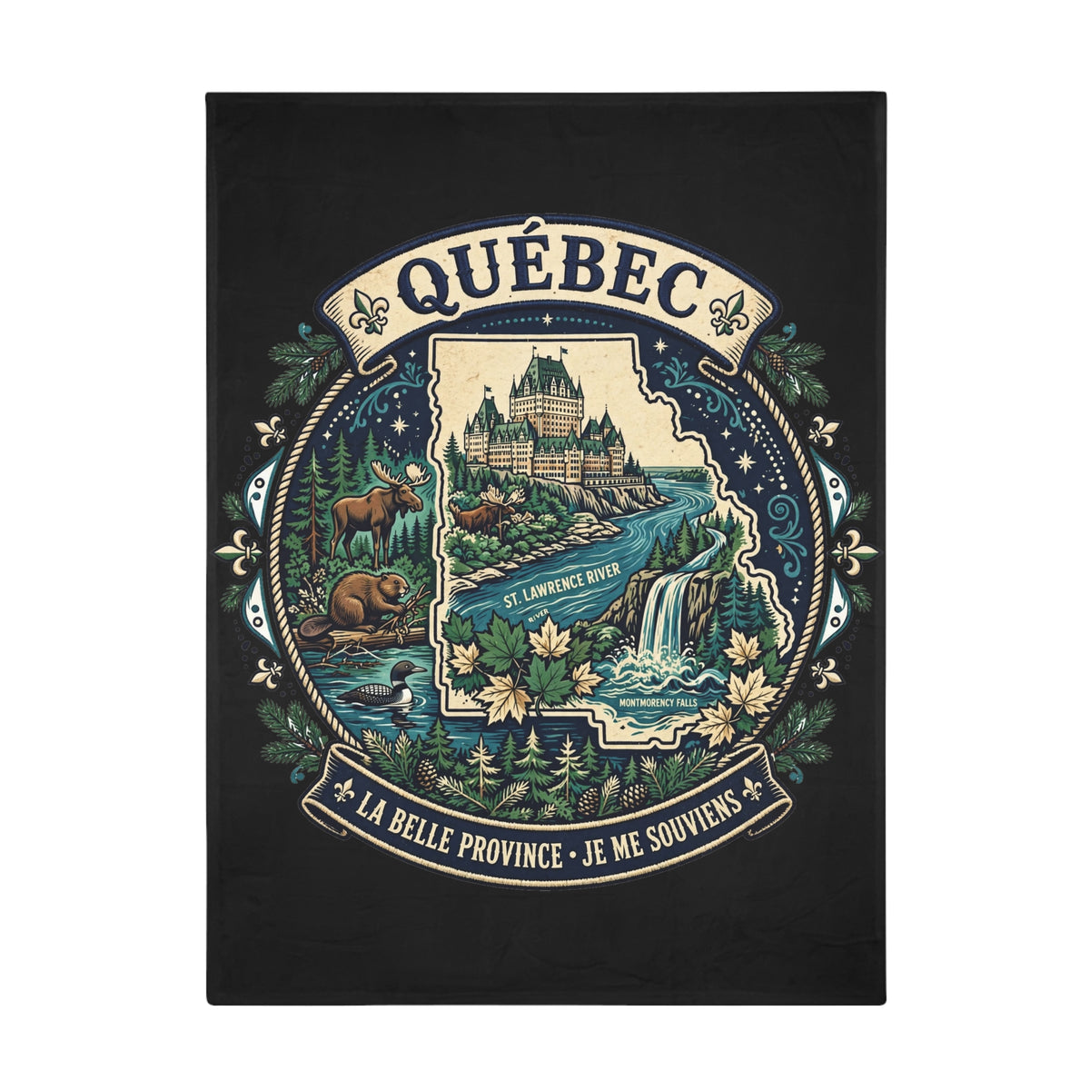 Québec Scenic Plush Fleece Blanket — La Belle Province, Je Me Souviens