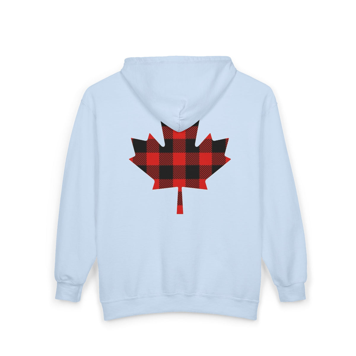 Plaid Maple Leaf Zip Hoodie — Canadian Lumberjack Back Graphic