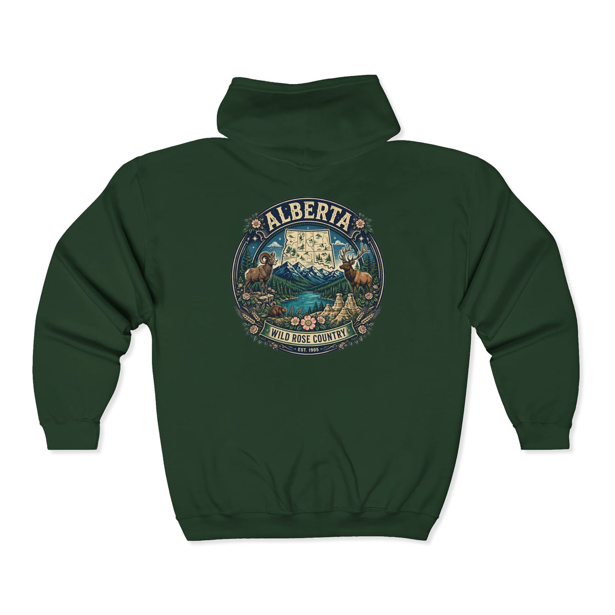 Alberta Vintage Nature Hoodie — Wild Rose Country
