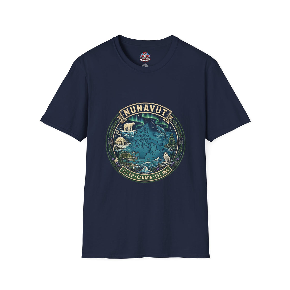 Nunavut Patch T-Shirt — Arctic Wildlife and Map Graphic Tee