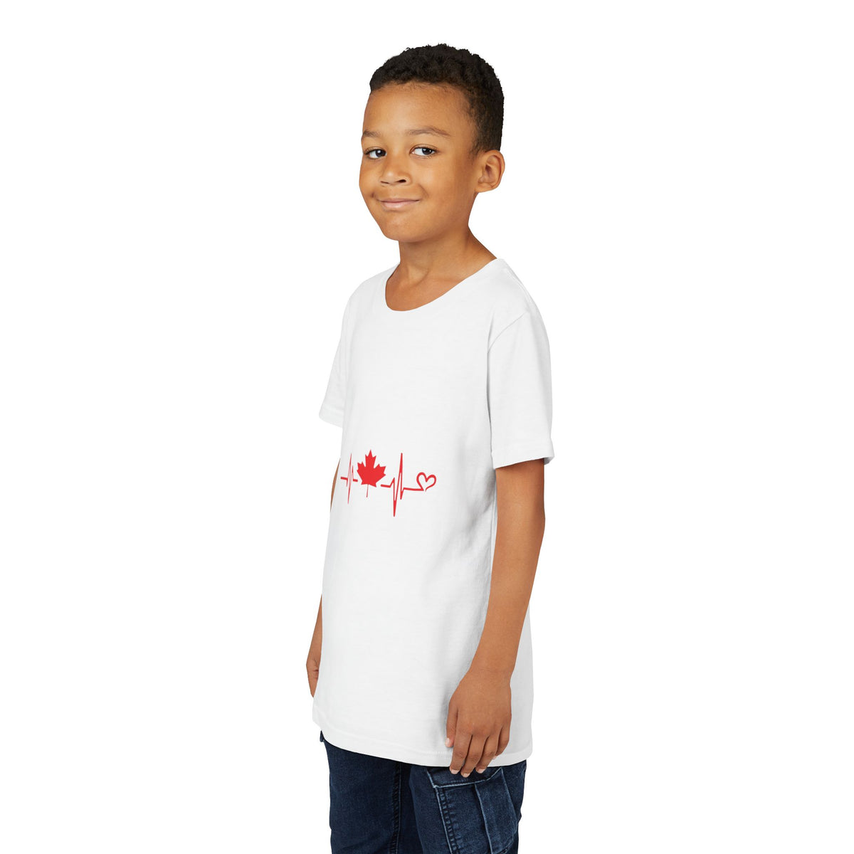 Youth Tee — Red Maple Leaf Heartbeat Canada T-Shirt
