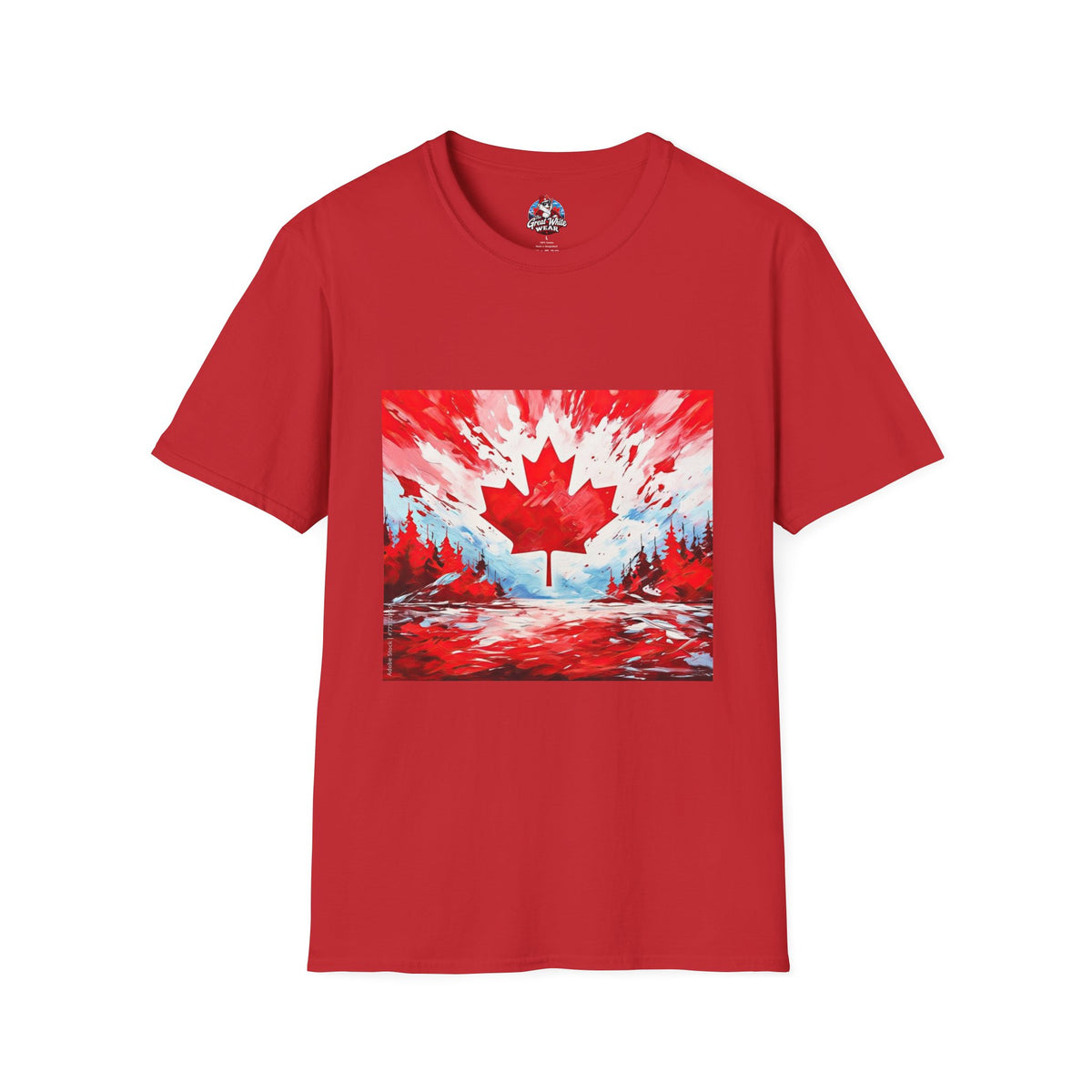 Womens Canadian Maple Leaf T-Shirt — Abstract Red & White Canada Flag Design