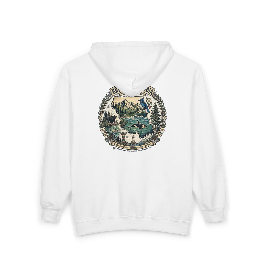 British Columbia Nature Hoodie — Scenic Mountains and Orca